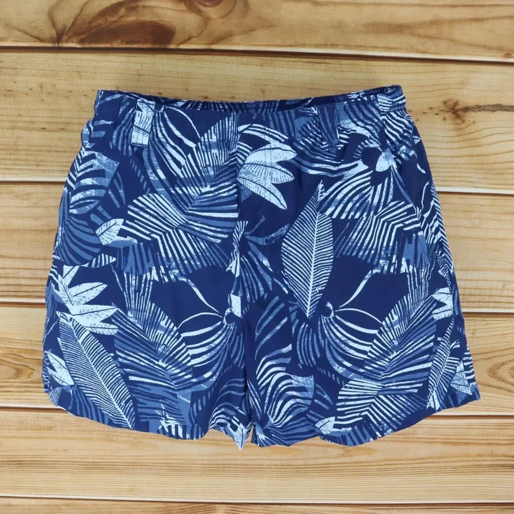 Columbia‎ Swim Trunks w/ Liner Mens Size M Blue White Floral Pockets Drawstring